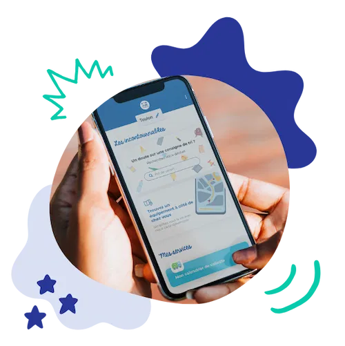 Application Trizzy affichée sur un smartphone pour sensibiliser à la réduction des déchets