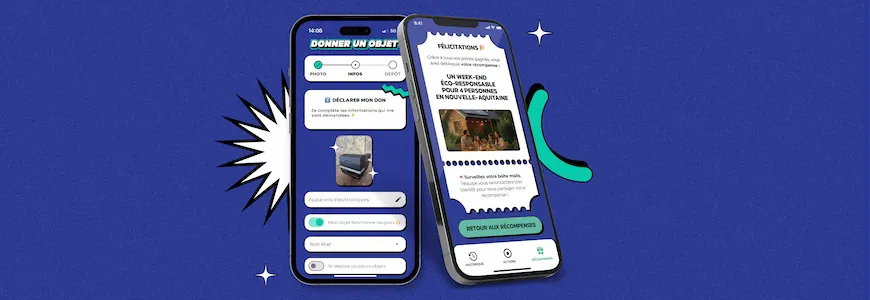 Application PROGCI affichée sur smartphone pour donner ou recycler des objets et réduire les déchets